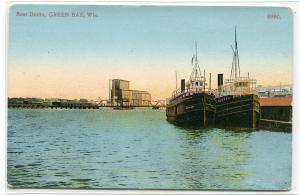 Steamer Boat Docks Green Bay Wisconsin 1910c postcard