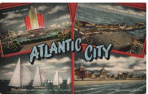 VINTAGE POSTCARD ATLANTIC CITY EARLY MULTI-VIEW CARD BEACHFRONT HOTELS