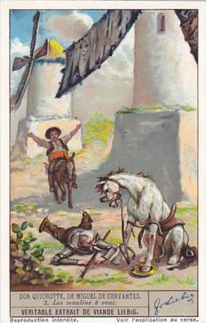 Liebig Vintage Trade Card S1334 Don Quixote II 1936 No 2 Les moulins a vent