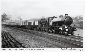 Southern Belle  Approaching Merstham Station Railway RPC Postcard