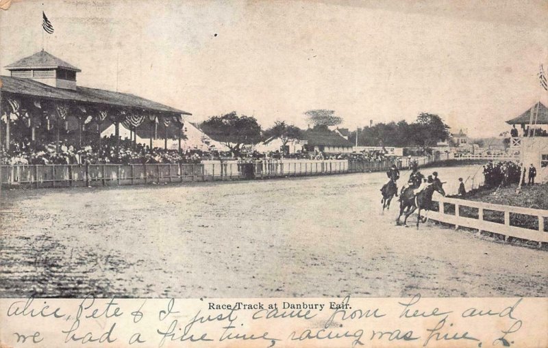 HORSE RACE TRACK AT DANBURY FAIR CONNECTICUT POSTCARD 1906 