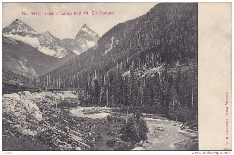 CANADA, 1900-1910's; Train In Loop And Mt. Sir Donald