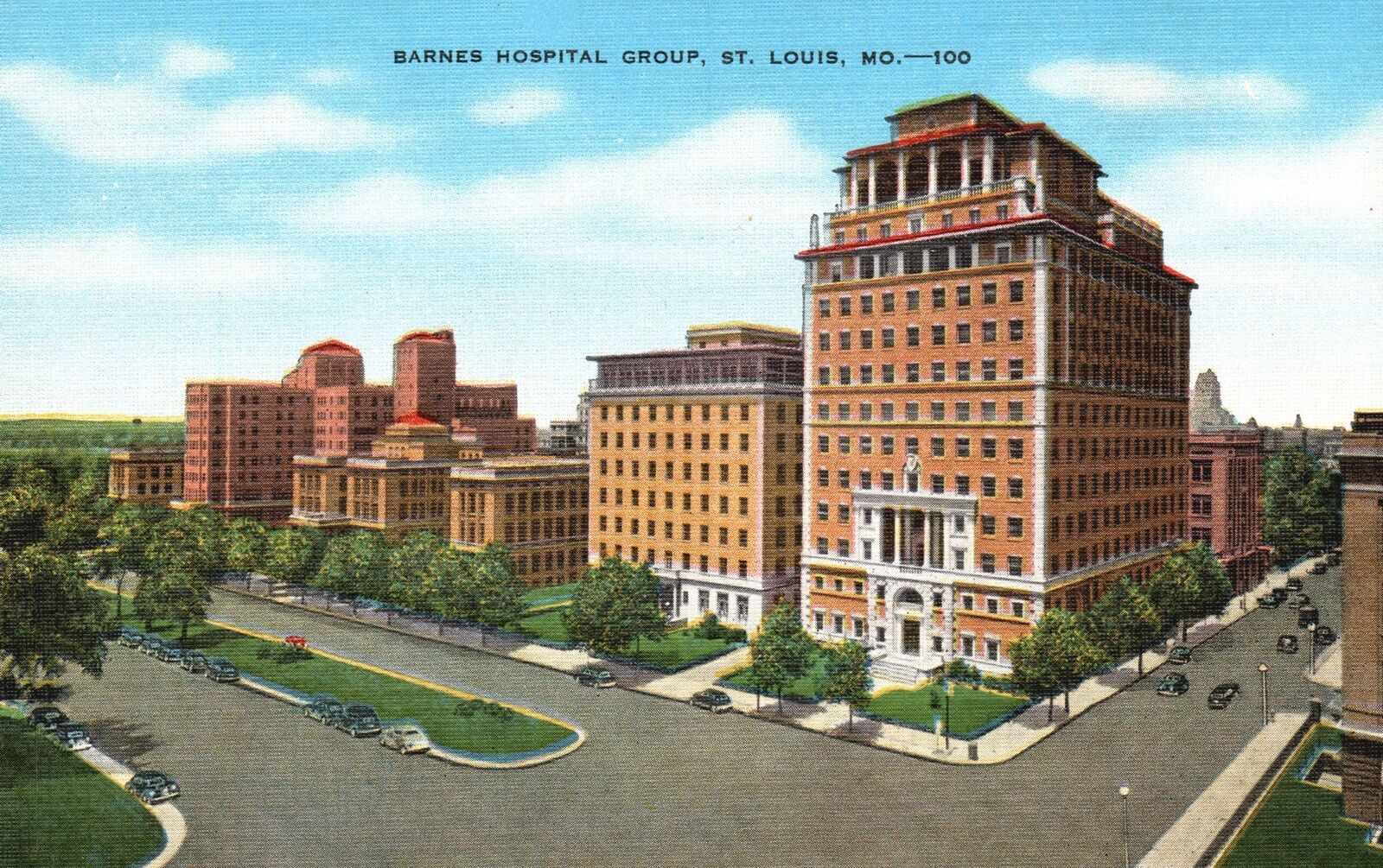 Vintage Postcard 1930's Barnes Hospital Buildings St. Louis Missouri