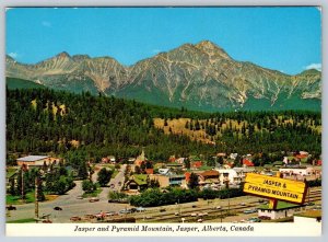 Jasper And Pyramid Mountain, Alberta Canada, Chrome Postcard