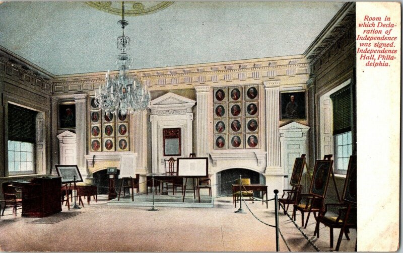 Room Declaration Indepence Signed Philadelphia Interior Antique UDB Postcard UNP