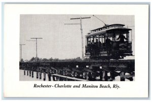 c1940's Trolley Car, Rochester-Charlotte and Manitou Beach Railway NY Postcard 