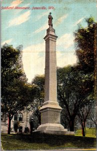 Soldiers Monument, Janesville WI c1910 Vintage Postcard N46