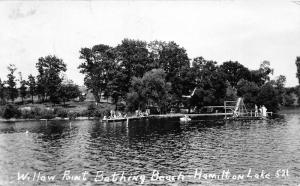 F5/ Hamilton Lake Indiana Real Photo RPPC Postcard 1940 Willow Point Beach