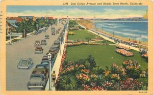 1940 California Long Beach auto East Ocean Avenue Teich Postcard 22-11737
