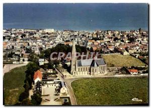 Postcard Moderne St Aubin sur Mer Vue Generale Aerienne L & # 39Eglise SNCF c...