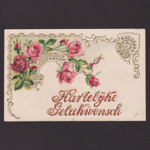 Vintage postcard, Greetings, Flowers, Posted in 1907 Nethterlands