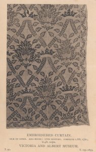 Antique Asian 17th Century Embroidered Curtain Rare Old Postcard