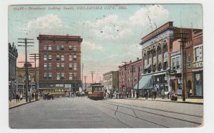 P2349 1908 postcard broadway street scene trollies etc oklahoma city okla