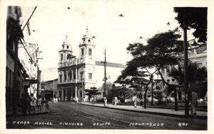 Recife Brazil Pernambuco Street Scene Church Real Photo Antique Postcard J67788