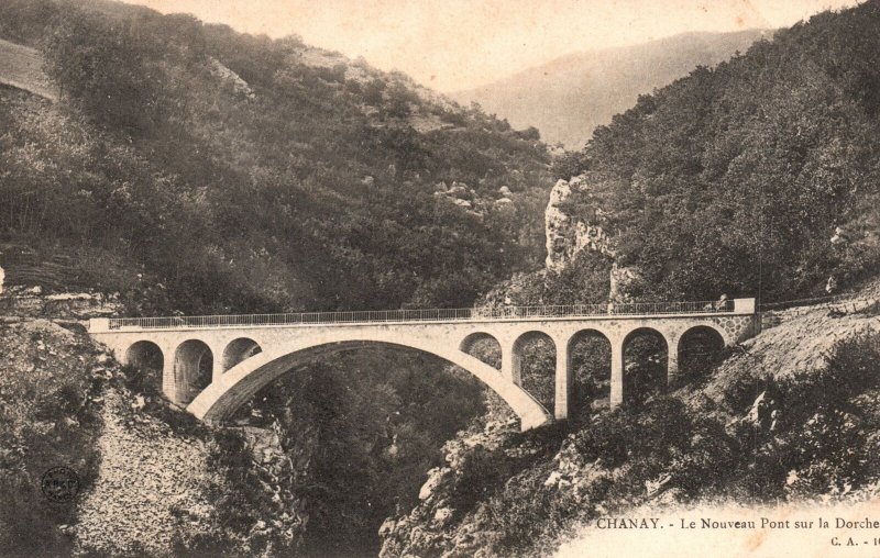 Vintage Postcard Chanay Le Nouveau Pont Sur La Dorche New Bridge Munich Germany