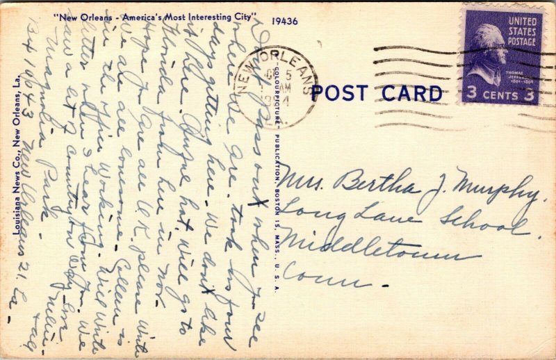 Vtg New Orleans Louisiana LA Charity Hospital 1950s Linen Postcard