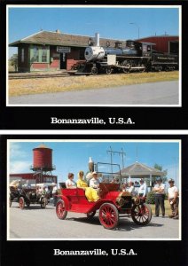 2~4X6 Postcards  West Fargo, North Dakota BONANZAVILLE Railroad Depot~Train~Cars