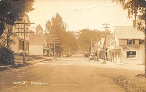 Bethel ME Dirt Main Street Storefront Bryant's Market Old Cars I.G.A. RPPC