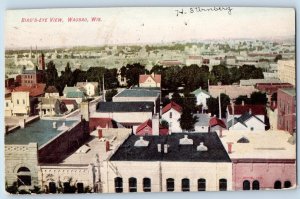 Wausau Wisconsin WI Postcard Birds Eye View Buildings Trees 1908 Antique Vintage