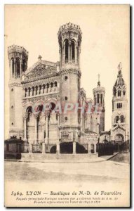 Old Postcard Lyon main facade Basilica by