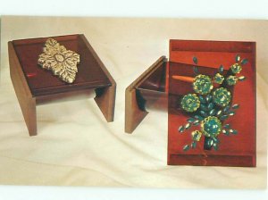 Pre-1980 This Is A Postcard FLORAL SEQUIN CHEST BY NATIONAL HANDCRAFT AC7277