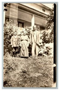 Vintage 1910's RPPC Postcard - Named People in Front of Suburban Home