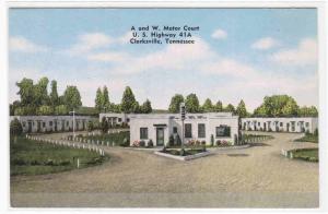 A & W Motor Court Motel US Highway 41 A Clarksville Tennessee linen postcard