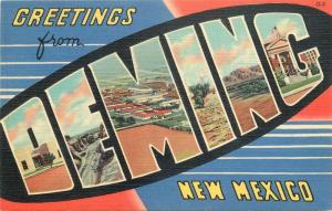 Deming New Mexico large letters multi view Postcard Teich Southwest 755