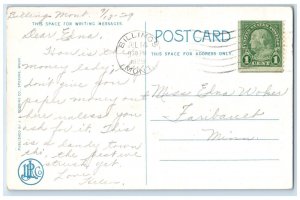 1929 Post Office Building Scene Street Car Billings Montana MT Vintage Postcard