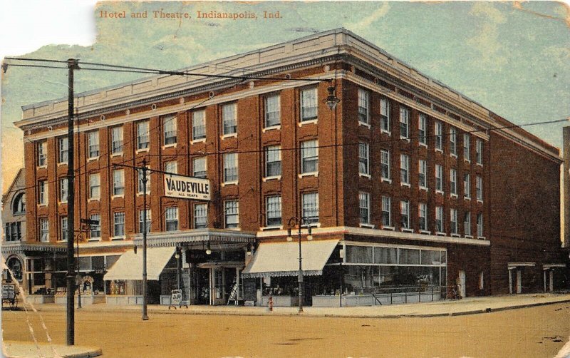 Indianapolis Indiana 1914 Postcard Hotel And Vaudeville Theatre