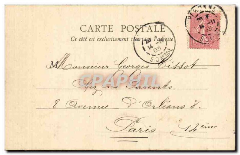 Old Postcard Peronne The square