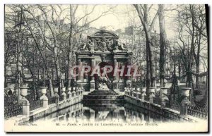 Old Postcard Paris Luxembourg Garden Fountain Medicis