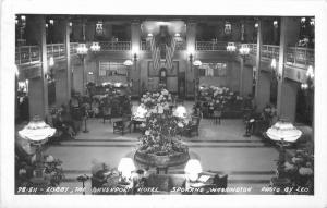 Davenport Lobby Hotel 1949 SPOKANE WASHINGTON Interior Leo RPPC postcard 5242