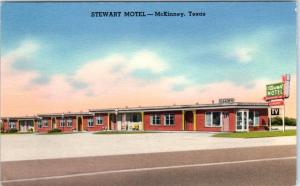 McKINNEY, Texas  TX    Roadside  STEWART MOTEL  ca 1940s Linen   Postcard