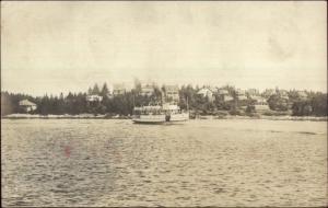 Ferry Boat & Homes - Southport ME Cancel c1915 Real Photo Postcard