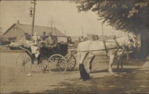 Horse Wagon Dog Lumber Yard Family Baby Real Photo Postcard c1910