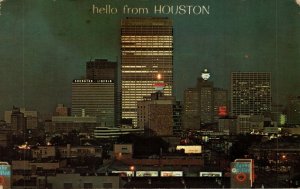 USA Hello From Houston Texas Chrome Postcard 08.54