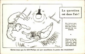 Radio Advertising 634 Philips Venizy Yonne Circus Performers Comic Postcard