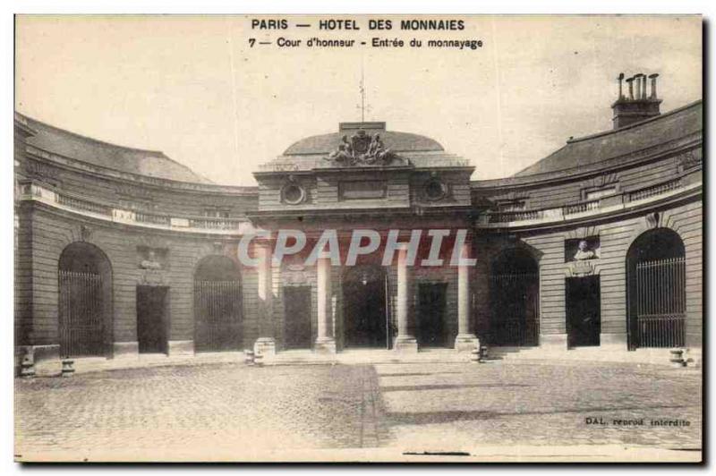 Old Postcard Paris Hotel Coin minting entry