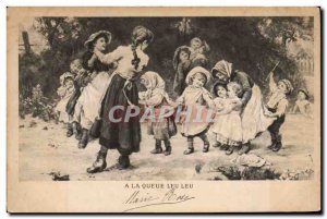 Old Postcard Children A single file