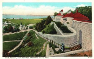 Vintage Postcard South Parapet The Old Fort Mackinac Island Michigan M.I.