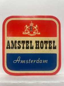 Amstel Hotel Amsterdam Luggage Label Netherlands Vintage Travel