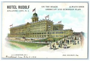 c1940 Hotel Rudolf Beach Exterior Building Atlantic City New Jersey NJ Postcard