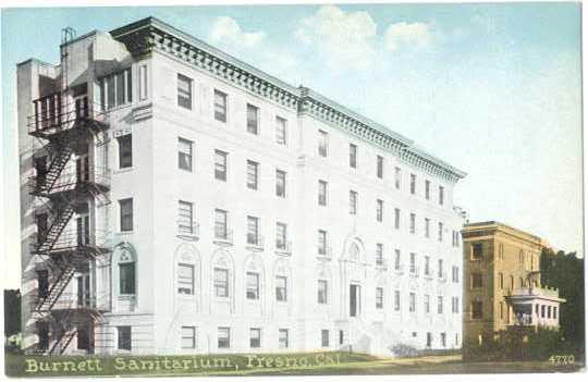 Burnett Sanitarium in Fresno, California, CA, Divided Back