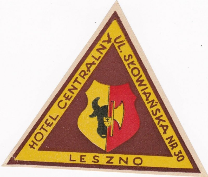 Poland Leszno Hotel Centralny Vintage Luggage Label lbl1626