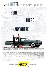 Hertz Chevy Car Rental, Bermuda, Missouri, Advertising National Geographic 1959
