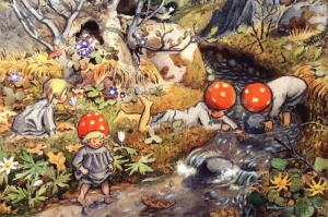 GNOMES DWARF Children of Forest River Fantasy by Elsa Beskow NEW MDRN Postcard