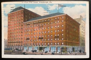 Vintage Postcard 1935 Fort Pitt Hotel, Penn & 10th Ave, Pittsburgh, Pennsylvania