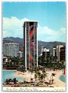 c1960 Rainbow Tower Hulton Hawaiian Village Exterior Island Oahu Hawaii Postcard