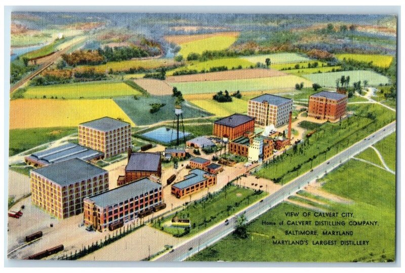 c1940 View Calvert City Distilling Company Baltimore Maryland Vintage Postcard